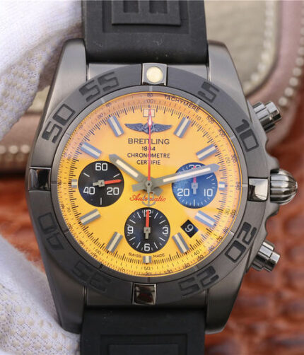 ZF Breitling Mechanical Chronograph 44mm Black Steel Watch