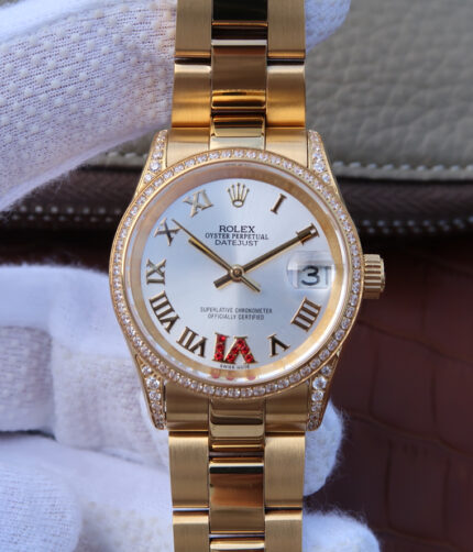 Rolex log series 178383 ladies 31mm diameter watch.